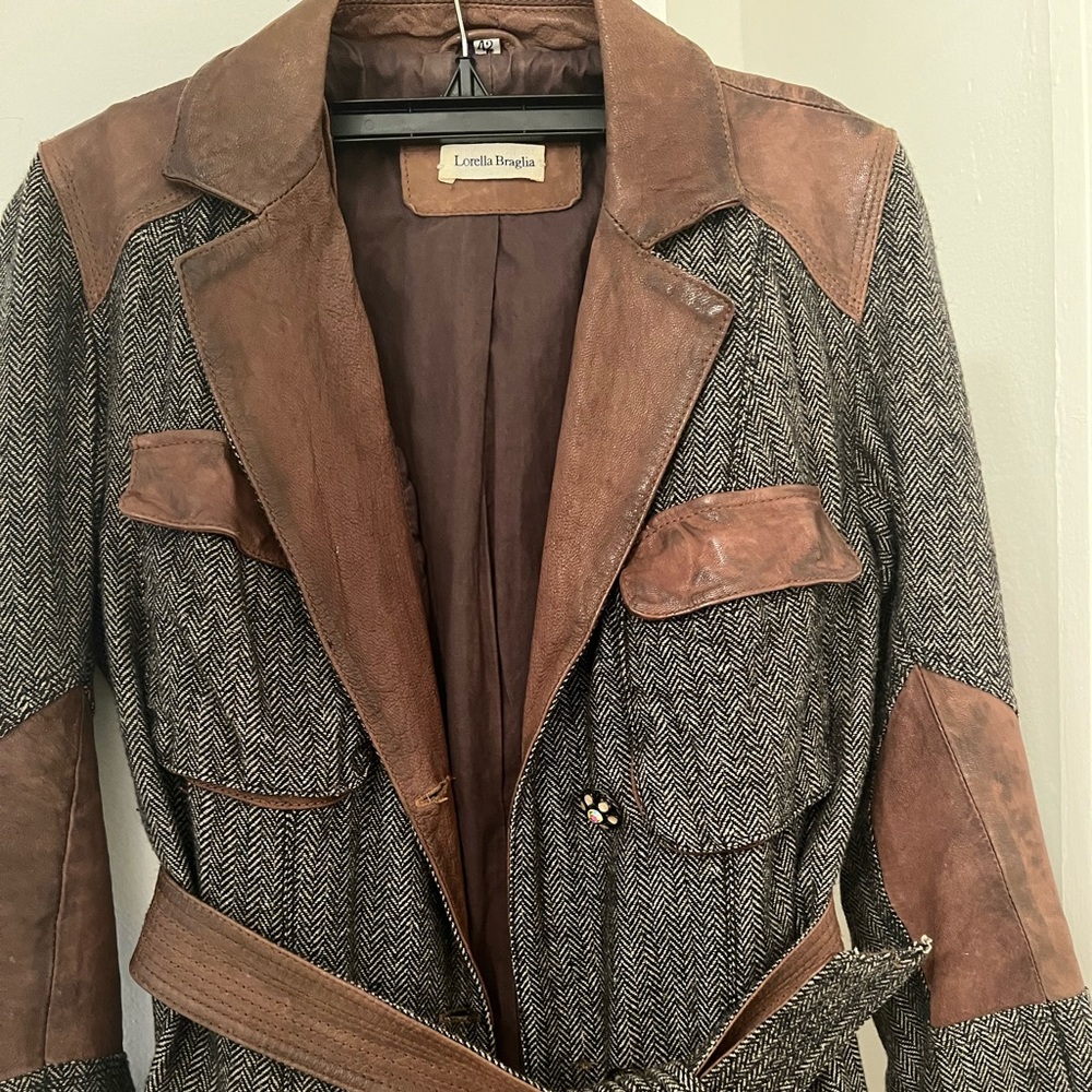 Lorella Braglia Leather and wool coat